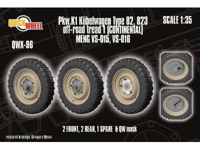 Pkw. K1 Kubelwagen Type 82 - 823 Off-road Tread 1 (Continental / For Meng Kits) - zdjęcie 1