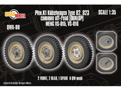 Pkw. K1 Kubelwagen Type 82 - 823 Common Off-road (Dunlop / For Meng Kits) - zdjęcie 1