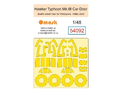 Hawker Typhoon Mk. I Car Door - Double Sided Mask Set (For Hasegawa And Hobby 2000 Kits) - zdjęcie 1
