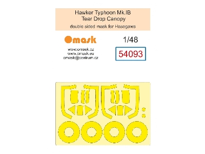 Hawker Typhoon Mk. I Tear Drop - Double Sided Mask Set (For Hasegawa And Hobby 2000 Kits) - zdjęcie 1