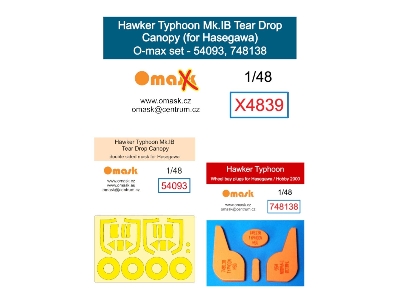 Hawker Typhoon Mk. Ib Tear Drop Canopy - O-max Set (For Hasegawa And Hobby 2000 Kits) - zdjęcie 1
