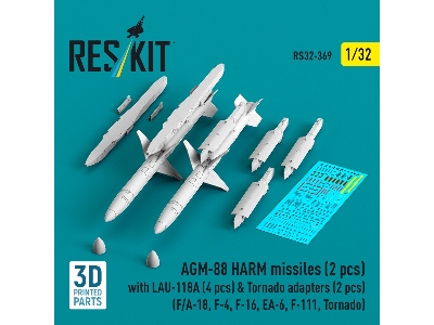 Agm-88 Harm Missiles (2 Pcs) With Lau-118a (4 Pcs) & Tornado Adapters (2 Pcs) (3d-printed) - zdjęcie 1