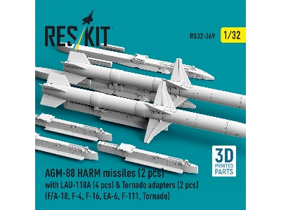 Agm-88 Harm Missiles (2 Pcs) With Lau-118a (4 Pcs) & Tornado Adapters (2 Pcs) (3d-printed) - zdjęcie 3