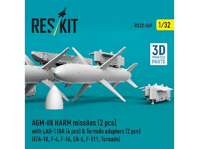 Agm-88 Harm Missiles (2 Pcs) With Lau-118a (4 Pcs) & Tornado Adapters (2 Pcs) (3d-printed) - zdjęcie 4
