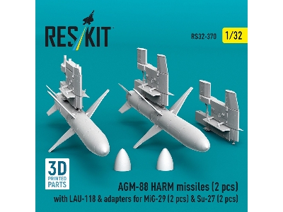 Agm-88 Harm Missiles (2 Pcs) With Lau-118 & Adapters For Mig-29 (2 Pcs) & Su-27 (2 Pcs) (3d-printed) - zdjęcie 2