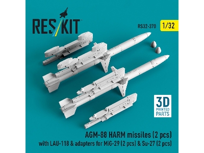 Agm-88 Harm Missiles (2 Pcs) With Lau-118 & Adapters For Mig-29 (2 Pcs) & Su-27 (2 Pcs) (3d-printed) - zdjęcie 3