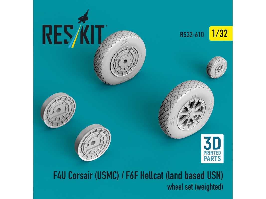 F4u Corsair (Usmc) / F6f Hellcat (Land Based Us Navy) - Weighted Wheel Set (3d-printed) - zdjęcie 1