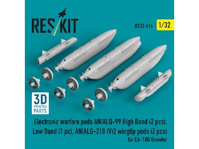 Ea-18 G Growler - Electronic Warfare Pods An/Alq-99 High Band (2 Pcs), Low Band, An/Alq-218 (V)2 Wingtip Pods (2 Pcs) (3d-printe