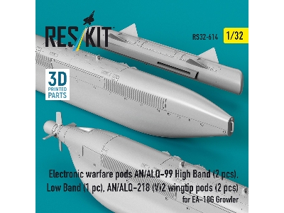 Ea-18 G Growler - Electronic Warfare Pods An/Alq-99 High Band (2 Pcs), Low Band, An/Alq-218 (V)2 Wingtip Pods (2 Pcs) (3d-printe