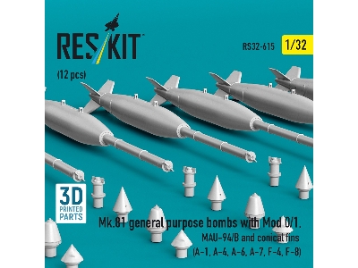 Mk.81 General Purpose Bombs With Mod 0/1, Mau-94/B And Conical Fins (12 Pcs / 3d-printed) - zdjęcie 2