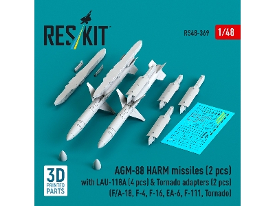 Agm-88 Harm Missiles (2 Pcs) With Lau-118a (4 Pcs) & Tornado Adapters (2 Pcs) (3d-printed) - zdjęcie 1