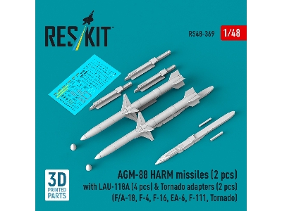 Agm-88 Harm Missiles (2 Pcs) With Lau-118a (4 Pcs) & Tornado Adapters (2 Pcs) (3d-printed) - zdjęcie 2