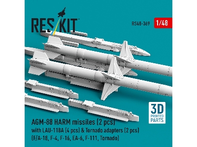 Agm-88 Harm Missiles (2 Pcs) With Lau-118a (4 Pcs) & Tornado Adapters (2 Pcs) (3d-printed) - zdjęcie 3