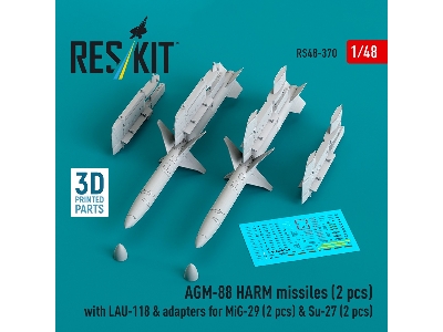 Agm-88 Harm Missiles (2 Pcs) With Lau-118 & Adapters For Mig-29 (2 Pcs) & Su-27 (2 Pcs) (3d-printed) - zdjęcie 1