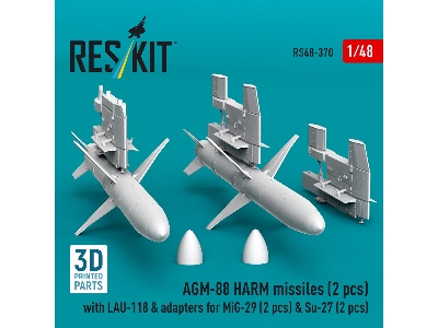 Agm-88 Harm Missiles (2 Pcs) With Lau-118 & Adapters For Mig-29 (2 Pcs) & Su-27 (2 Pcs) (3d-printed) - zdjęcie 2