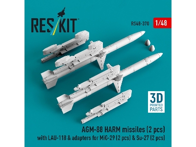 Agm-88 Harm Missiles (2 Pcs) With Lau-118 & Adapters For Mig-29 (2 Pcs) & Su-27 (2 Pcs) (3d-printed) - zdjęcie 3