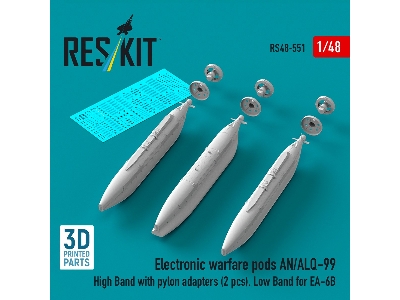 Ea-6 B Prowler - Electronic Warfare Pods An/Alq-99 High Band With Pylon Adapters (2 Pcs), Low Band (3d-printed) - zdjęcie 1