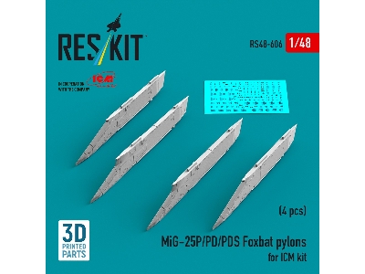 Mig-25 P / Pd / Pds Foxbat - 3d-printed Pylons (4 Pcs / For Icm Kits) - zdjęcie 1