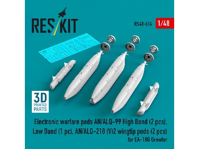 Ea-18 G Growler - Electronic Warfare Pods An/Alq-99 High Band (2 Pcs), Low Band, An/Alq-218 (V)2 Wingtip Pods (2 Pcs) (3d-printe