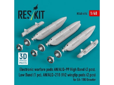 Ea-18 G Growler - Electronic Warfare Pods An/Alq-99 High Band (2 Pcs), Low Band, An/Alq-218 (V)2 Wingtip Pods (2 Pcs) (3d-printe