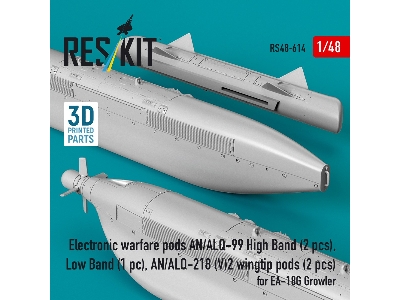 Ea-18 G Growler - Electronic Warfare Pods An/Alq-99 High Band (2 Pcs), Low Band, An/Alq-218 (V)2 Wingtip Pods (2 Pcs) (3d-printe