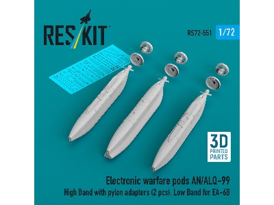 Ea-6 B Prowler - Electronic Warfare Pods An/Alq-99 High Band With Pylon Adapters (2 Pcs), Low Band (3d-printed) - zdjęcie 1