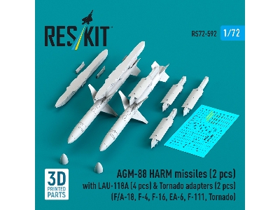 Agm-88 Harm Missiles (2 Pcs) With Lau-118a (4 Pcs) & Tornado Adapters (2 Pcs) (3d-printed) - zdjęcie 1