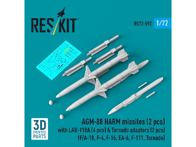 Agm-88 Harm Missiles (2 Pcs) With Lau-118a (4 Pcs) & Tornado Adapters (2 Pcs) (3d-printed) - zdjęcie 2