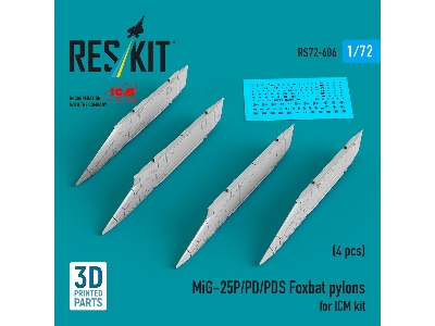 Mig-25 P / Pd / Pds Foxbat - 3d-printed Pylons (4 Pcs / For Icm Kits) - zdjęcie 1
