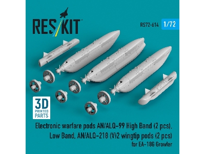 Ea-18 G Growler - Electronic Warfare Pods An/Alq-99 High Band (2 Pcs), Low Band, An/Alq-218 (V)2 Wingtip Pods (2 Pcs) (3d-printe