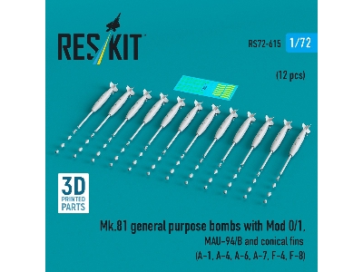 Mk.81 General Purpose Bombs With Mod 0/1, Mau-94/B And Conical Fins (12 Pcs / 3d-printed) - zdjęcie 1