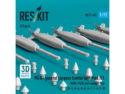 Mk.81 General Purpose Bombs With Mod 0/1, Mau-94/B And Conical Fins (12 Pcs / 3d-printed) - zdjęcie 2
