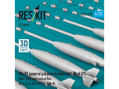 Mk.81 General Purpose Bombs With Mod 0/1, Mau-94/B And Conical Fins (12 Pcs / 3d-printed) - zdjęcie 3