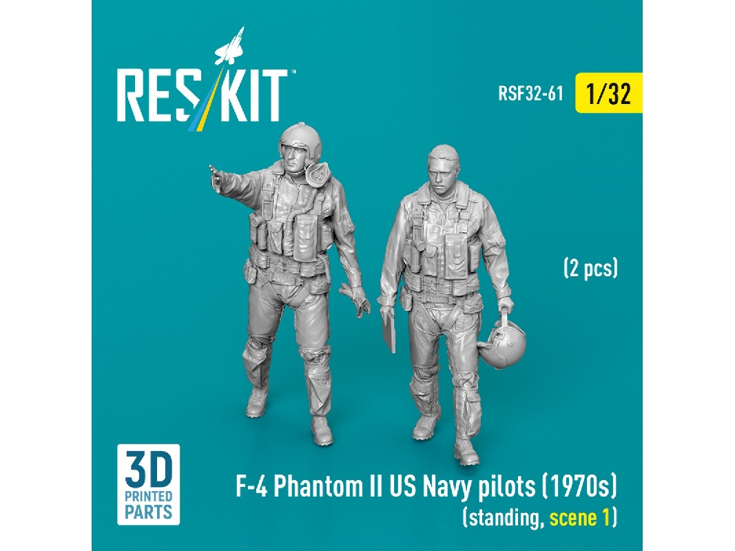 F-4 Phantom Ii Us Navy Pilots (1970s) - Standing Scene 1 (2 Figures / 3d-printed) - zdjęcie 1