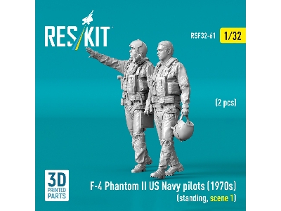 F-4 Phantom Ii Us Navy Pilots (1970s) - Standing Scene 1 (2 Figures / 3d-printed) - zdjęcie 2
