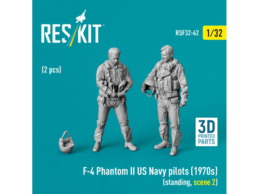 F-4 Phantom Ii Us Navy Pilots (1970s) - Standing Scene 2 (2 Figures / 3d-printed) - zdjęcie 1