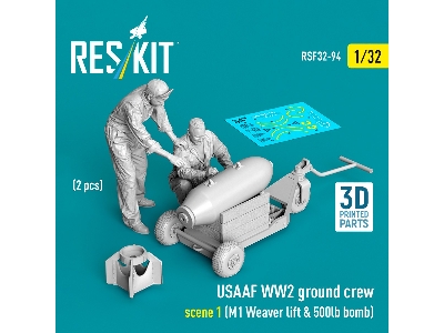 Usaaf Ww2 Ground Crew (2 Figures) Scene 1 With M1 Weaver Lift & 500lb Bomb (3d-printed) - zdjęcie 1