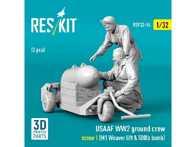 Usaaf Ww2 Ground Crew (2 Figures) Scene 1 With M1 Weaver Lift & 500lb Bomb (3d-printed) - zdjęcie 2
