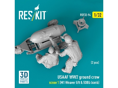 Usaaf Ww2 Ground Crew (2 Figures) Scene 1 With M1 Weaver Lift & 500lb Bomb (3d-printed) - zdjęcie 3
