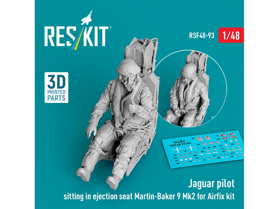 Jaguar Pilot Sitting In Ejection Seat Martin-baker 9 Mk2 (For Airfix Kits / 3d-printed) - zdjęcie 1
