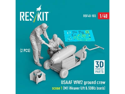 Usaaf Ww2 Ground Crew (2 Figures) Scene 1 With M1 Weaver Lift & 500 Lb Bomb (3d-printed) - zdjęcie 1