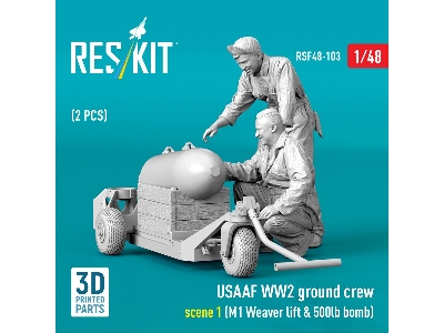 Usaaf Ww2 Ground Crew (2 Figures) Scene 1 With M1 Weaver Lift & 500 Lb Bomb (3d-printed) - zdjęcie 2