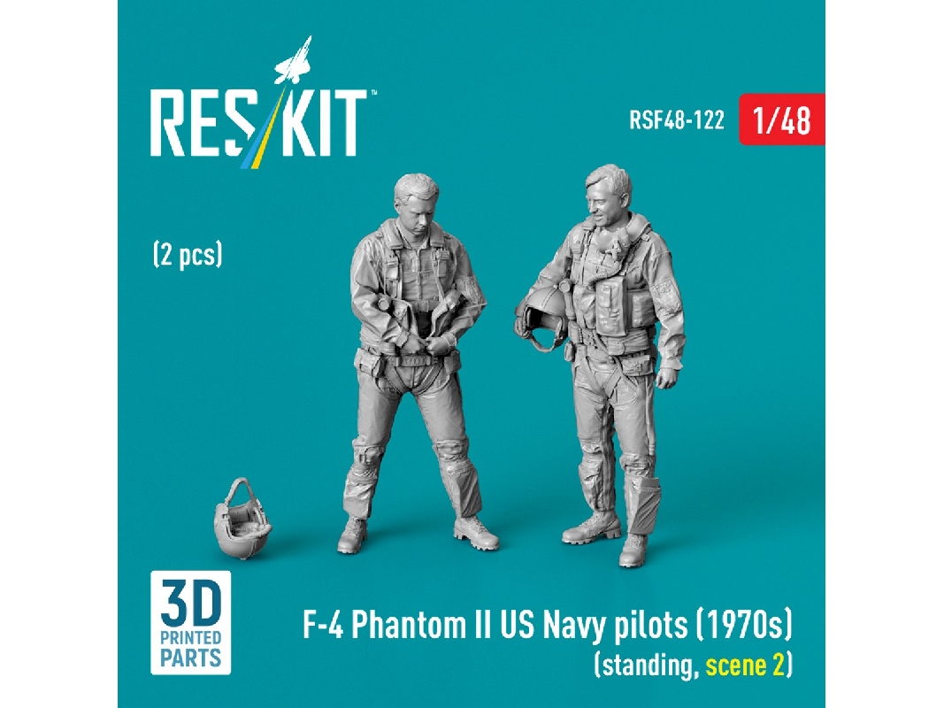 F-4 Phantom Ii Us Navy Pilots (1970s) - Standing Scene 2 (2 Figures / 3d-printed) - zdjęcie 1