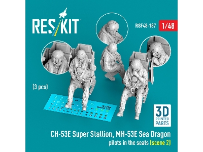 Ch-53 E Super Stallion And Mh-53 E Sea Dragon - Pilots In The Seats Scene 2 (3 Figures / 3d-printed) - zdjęcie 1