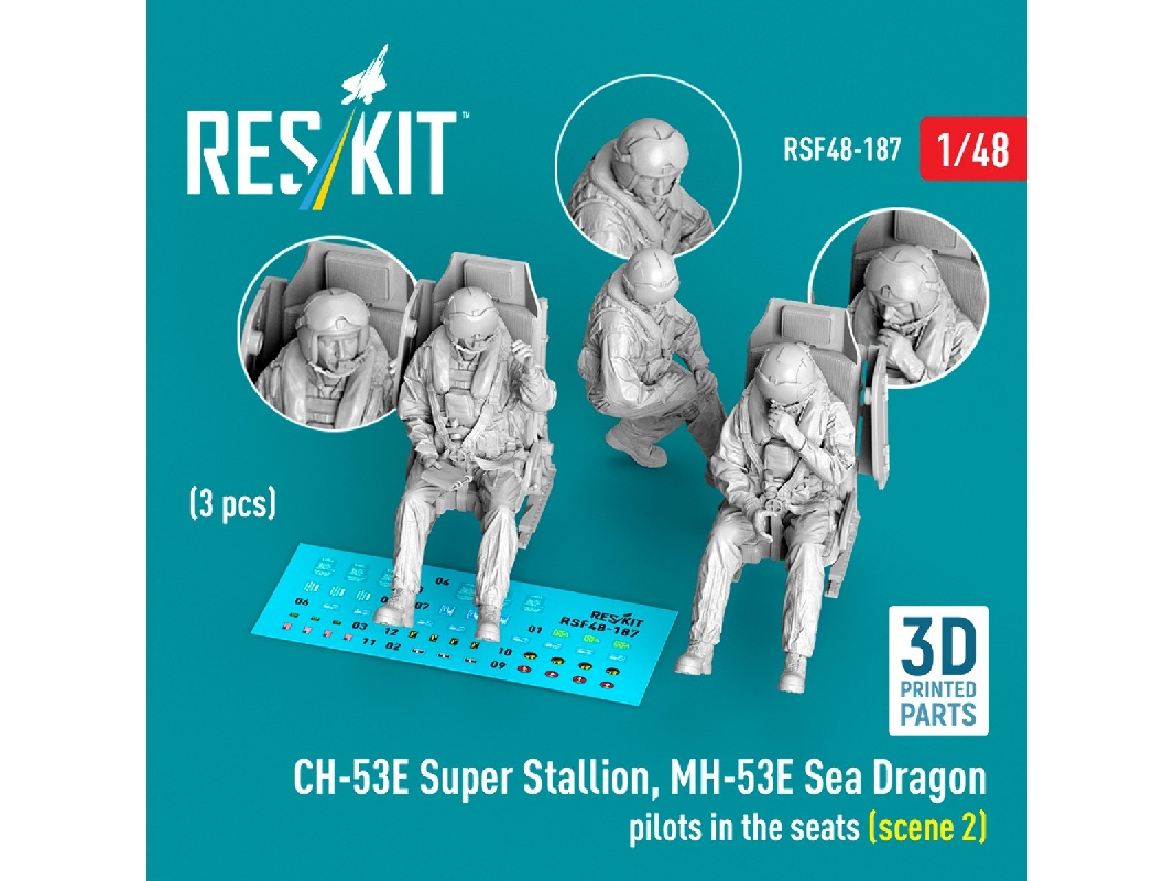 Ch-53 E Super Stallion And Mh-53 E Sea Dragon - Pilots In The Seats Scene 2 (3 Figures / 3d-printed) - zdjęcie 1