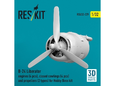 B-24 Liberator - 3d-printed Engines (4 Pcs), Closed Cowlings (4 Pcs) And Propellers (2 Types) - For Hobby Boss Kits - zdjęcie 3