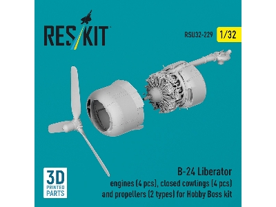 B-24 Liberator - 3d-printed Engines (4 Pcs), Closed Cowlings (4 Pcs) And Propellers (2 Types) - For Hobby Boss Kits - zdjęcie 4