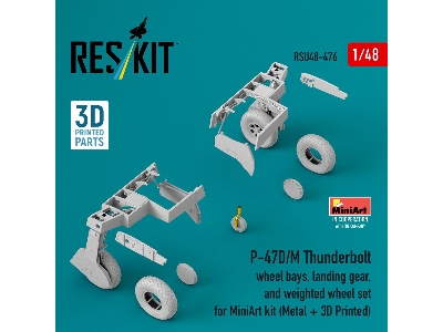 Republic P-47 D/M Thunderbolt - Wheel Bays, Landing Gear And Weighted Wheel Set (For Miniart Kits / Metal + 3d-printed) - zdjęc