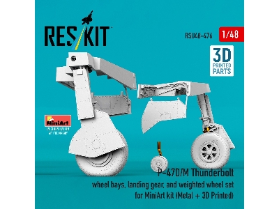Republic P-47 D/M Thunderbolt - Wheel Bays, Landing Gear And Weighted Wheel Set (For Miniart Kits / Metal + 3d-printed) - zdjęc