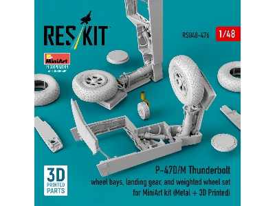 Republic P-47 D/M Thunderbolt - Wheel Bays, Landing Gear And Weighted Wheel Set (For Miniart Kits / Metal + 3d-printed) - zdjęc